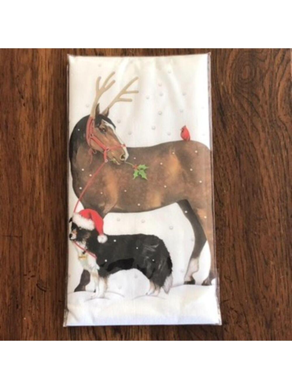 New Mary Lake-Thompson Bay Horse Collie Christmas Flour Sack Kitchen Towel